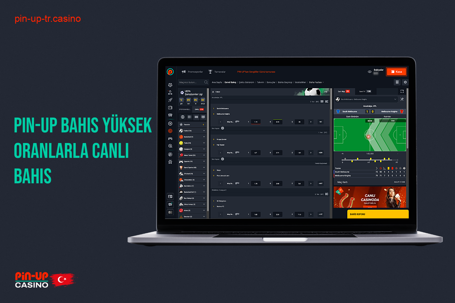 Pin Up Bet'te canlı bahis, etkinliklere gerçek zamanlı olarak bahis yapmanızı sağlar