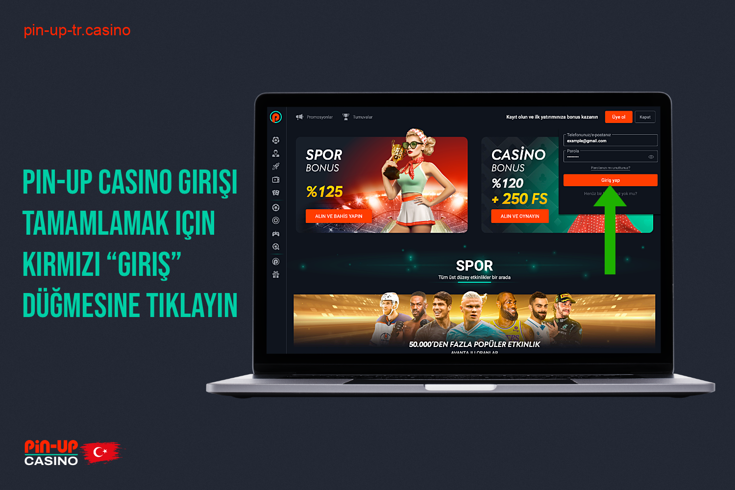 Pin Up Casino hesabınıza girişi onaylamak için - Giriş düğmesine tıklamalısınız