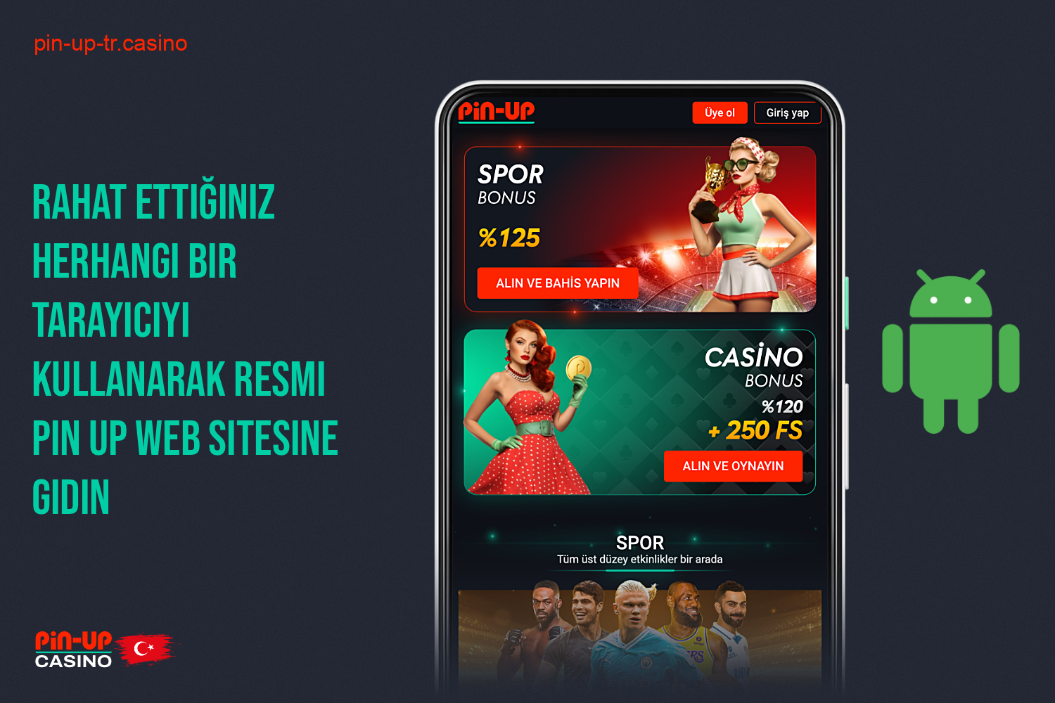 Pin Up uygulamasını Android'e indirmek için - öncelikle akıllı telefonunuzdan resmi web sitesini ziyaret etmelisiniz