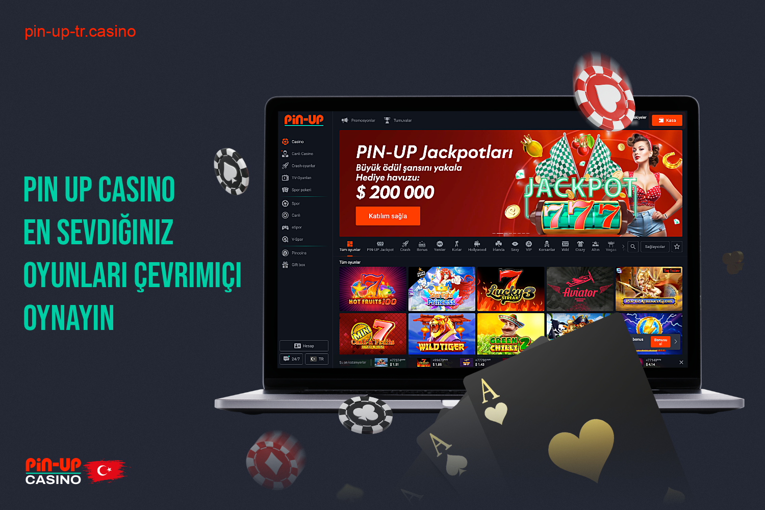 Pin Up casino Türkiyeli kullanıcılara geniş bir kumar oyunları koleksiyonu sunuyor