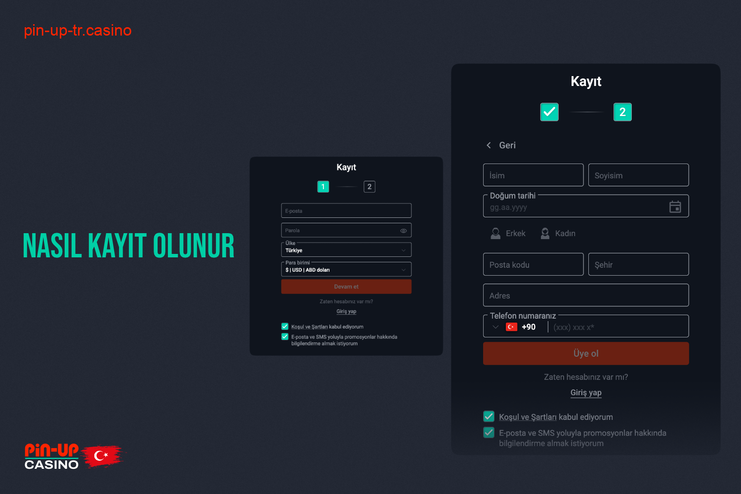 Pin Up Casino'da yeni kullanıcı kaydı iki adımda gerçekleşir ve çok zaman almaz
